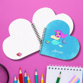 眼鏡をかけたスパーキングマーメイドが本を読む名前 ノートブック