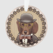 眼鏡をかけたダックスフントの置物 オーナメント (正面)