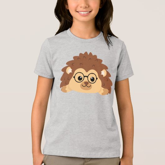 眼鏡をかけたハリネズミ トライブレンドＴシャツ (正面)