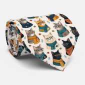 眼鏡をかけたヒップスター猫のイラスト ネクタイ (ロール)
