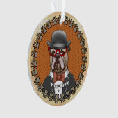 眼鏡をかけたブルドッグ オーナメント (正面)