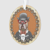 眼鏡をかけたブルドッグ オーナメント (正面)