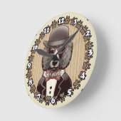 眼鏡をかけたプードル ラウンド壁時計 (傾斜)