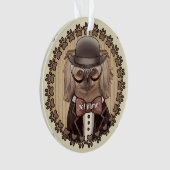 眼鏡をかけたペキニーズの置物 オーナメント (正面)