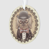 眼鏡をかけたペキニーズの置物 オーナメント (正面)