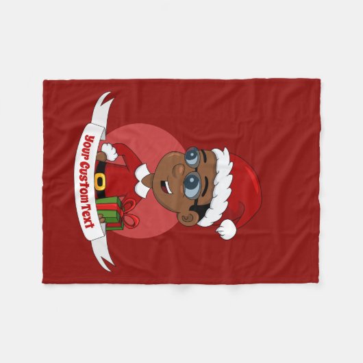 眼鏡をかけた可愛いアフリカ系アメリカ人のクリスマス少年 フリースブランケット (正面(横))