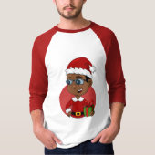 眼鏡をかけた可愛いアフリカ系アメリカ人のクリスマス少年 Tシャツ (正面)