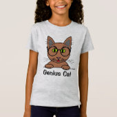 眼鏡をかけた天才おもしろい猫 Tシャツ (正面)