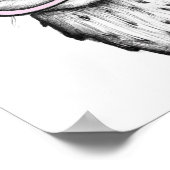 眼鏡をかけた手描きスケッチフクロウ ポスター (角)