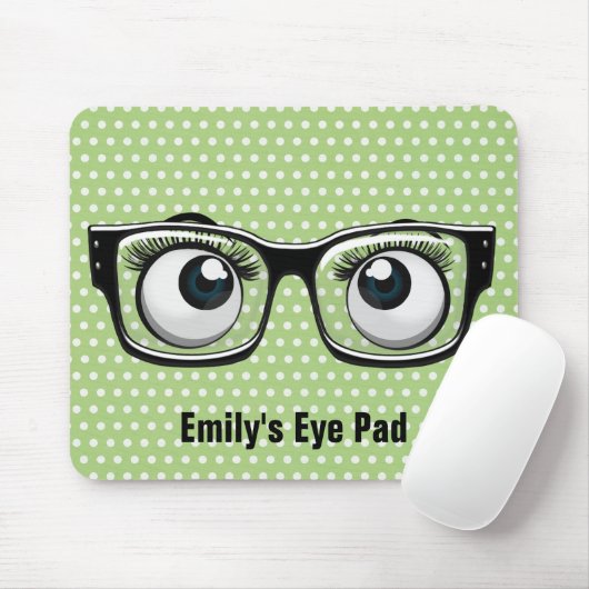 眼鏡をかけた水玉模様 マウスパッド (マウス)