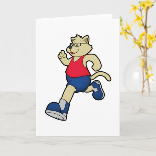 眼鏡をかけた犬が走っている カード (黄色い花)