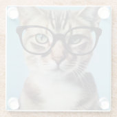眼鏡をかけた猫 ガラスコースター (裏面)
