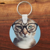 眼鏡をかけた猫 キーホルダー (正面)