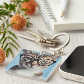 眼鏡をかけた猫 キーホルダー (正面右)