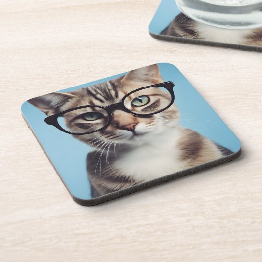 眼鏡をかけた猫 コースター (左側)