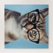 眼鏡をかけた猫 ジグソーパズル (横)