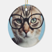 眼鏡をかけた猫 セラミックオーナメント (左)
