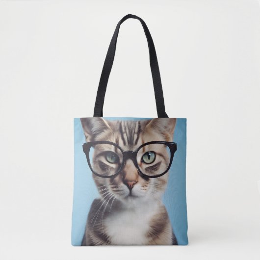 眼鏡をかけた猫 トートバッグ (正面)