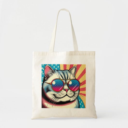 眼鏡をかけた猫 トートバッグ (正面)