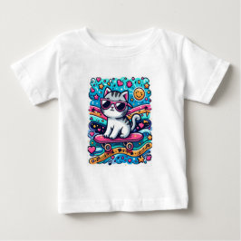 眼鏡をかけた猫 ベビーTシャツ