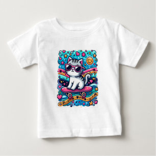 眼鏡をかけた猫 ベビーTシャツ