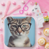 眼鏡をかけた猫 ペーパープレート (パーティー)