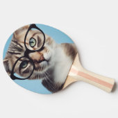 眼鏡をかけた猫 卓球ラケット (横)