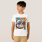 眼鏡をかけた猫 Tシャツ (正面フル)