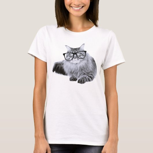 眼鏡をかけた猫 Tシャツ (正面)