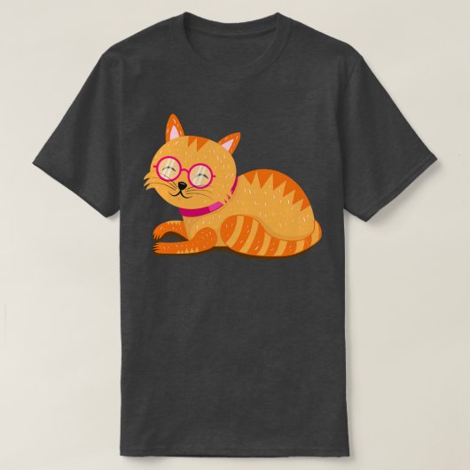 眼鏡をかけた猫 Tシャツ (デザイン正面)