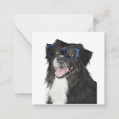 眼鏡をかけた白黒犬空白の犬 ノートカード (正面)