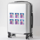 眼鏡をかけた華やかなネオンきらめく女性 シール (スーツケース)