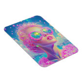 眼鏡をかけた華やかなネオンきらめく女性 マグネット (右側)