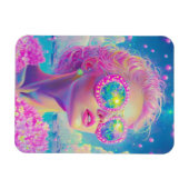 眼鏡をかけた華やかなネオンきらめく女性 マグネット (横)