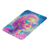 眼鏡をかけた華やかなネオンきらめく女性 マグネット (左側)