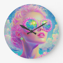 眼鏡をかけた華やかなネオンきらめく女性