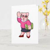 眼鏡をかけた豚の秘書 カード (黄色い花)