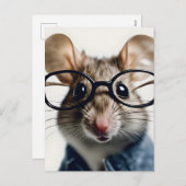眼鏡をかけた野ねずみ シーズンポストカード (正面/裏面)