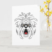 眼鏡をかけた雄々しいライオンがボスっぷりを見せる カード (黄色い花)