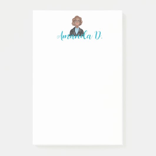 眼鏡をかけた黒い女パーソナライズされたの子 ポストイット (正面)