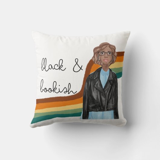 眼鏡をかけた黒本好き娘 クッション (裏面)