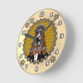 眼鏡をかけているバセットハウンド ラウンド壁時計 (傾斜)