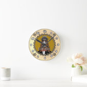 眼鏡をかけているバセットハウンド ラウンド壁時計 (ホーム)