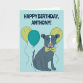 眼鏡をかけているピットブルパピードッグパーソナライズされた カード (正面)