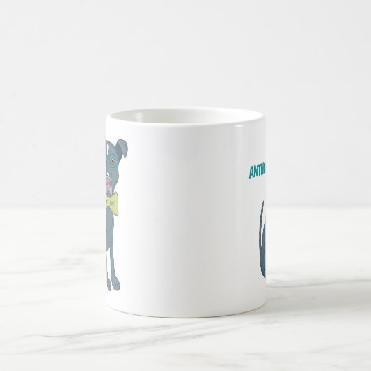 眼鏡をかけているピットブルパピードッグパーソナライズされた コーヒーマグカップ (中央)