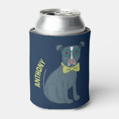 眼鏡をかけているピットブルパピードッグパーソナライズされた 缶クーラー (缶正面)