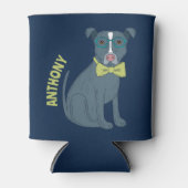 眼鏡をかけているピットブルパピードッグパーソナライズされた 缶クーラー (正面)