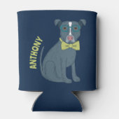 眼鏡をかけているピットブルパピードッグパーソナライズされた 缶クーラー (裏面)