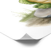 眼鏡をかけている可愛い小さな緑の亀 ポスター (角)