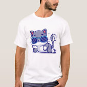 眼鏡をかけている可愛い猫 Tシャツ (正面)